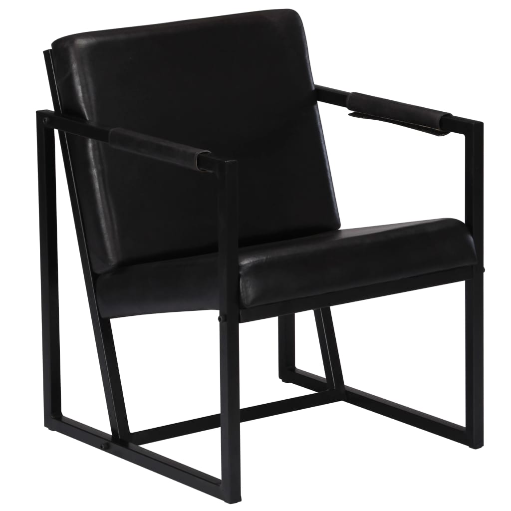 vidaXL Sillón de cuero auténtico negro