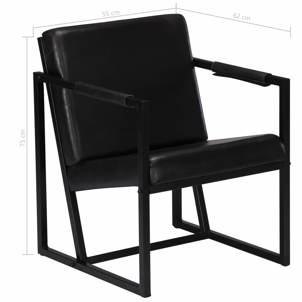 vidaXL Sillón de cuero auténtico negro