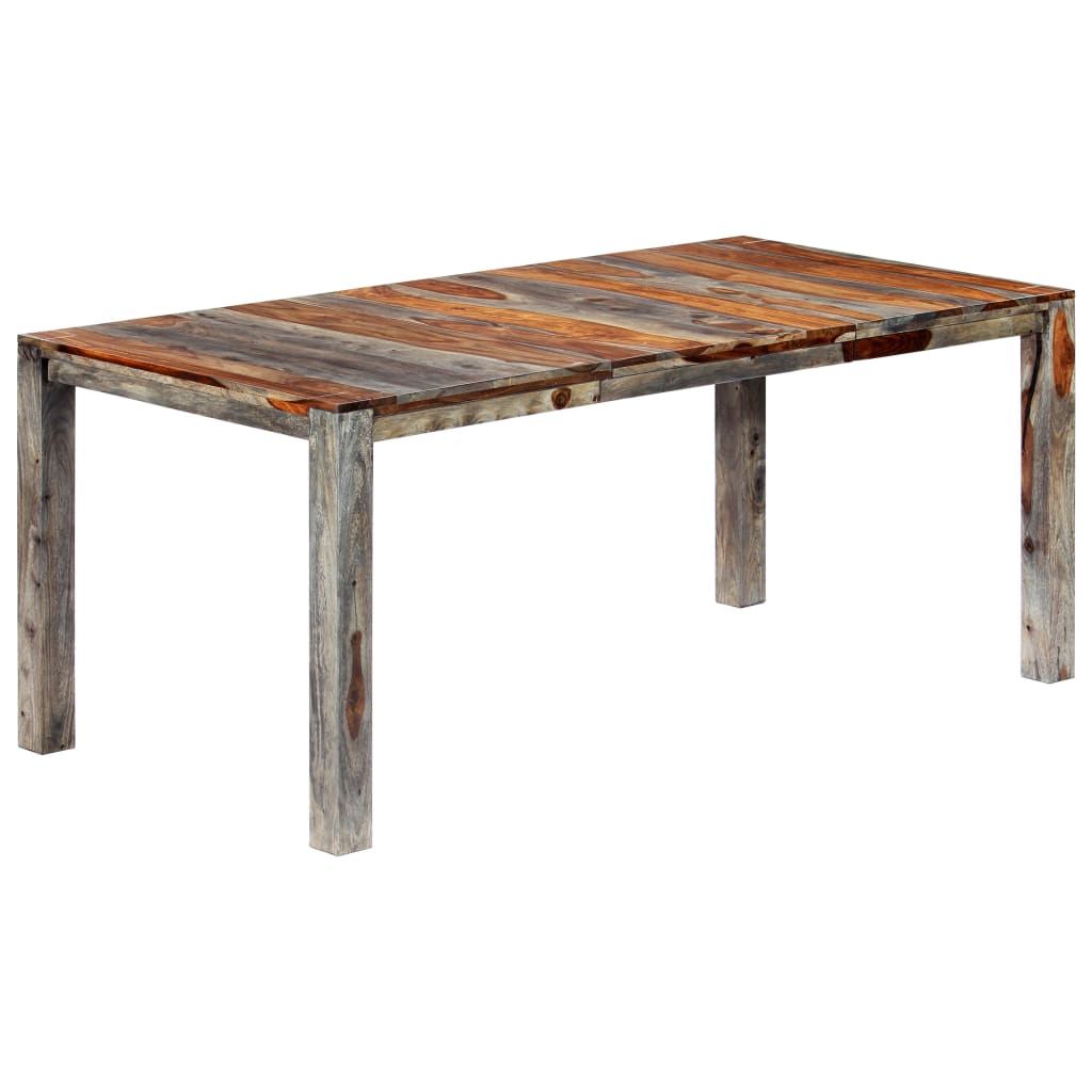 vidaXL Mesa de comedor de madera maciza de sheesham gris 180x90x76 cm