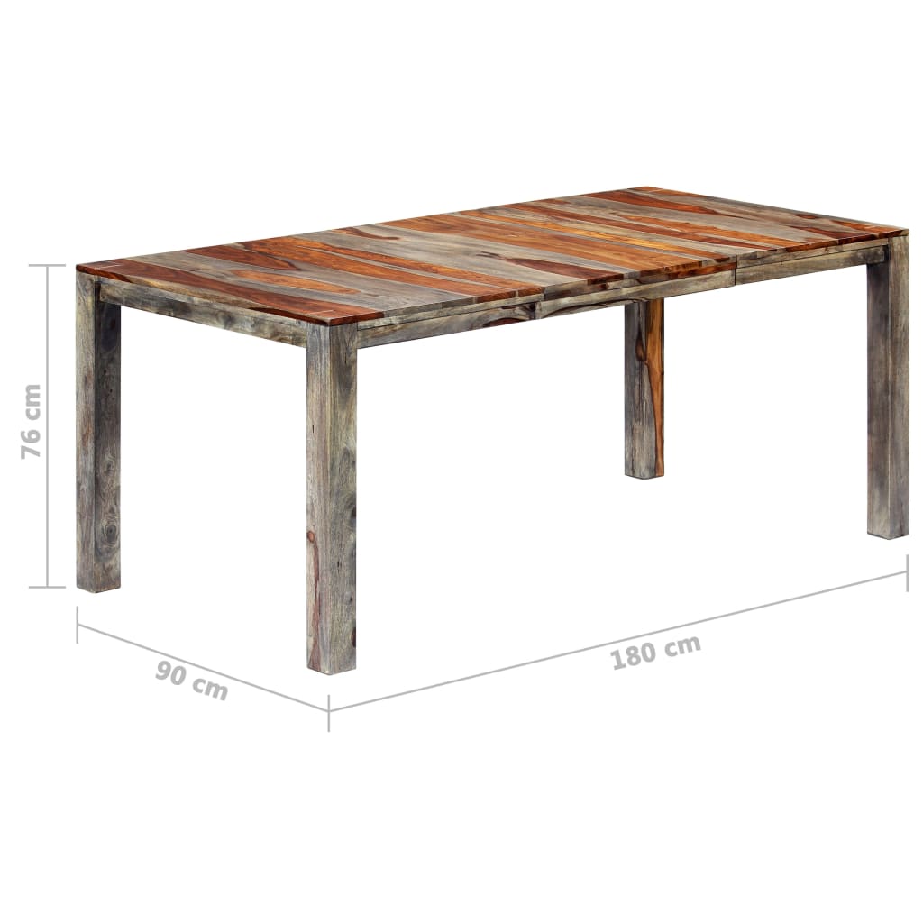 vidaXL Mesa de comedor de madera maciza de sheesham gris 180x90x76 cm