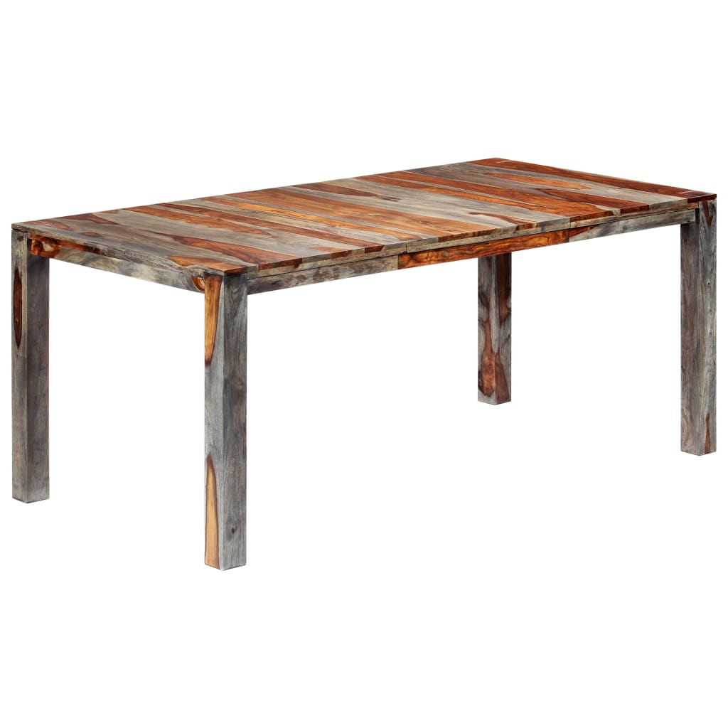 vidaXL Mesa de comedor de madera maciza de sheesham gris 180x90x76 cm