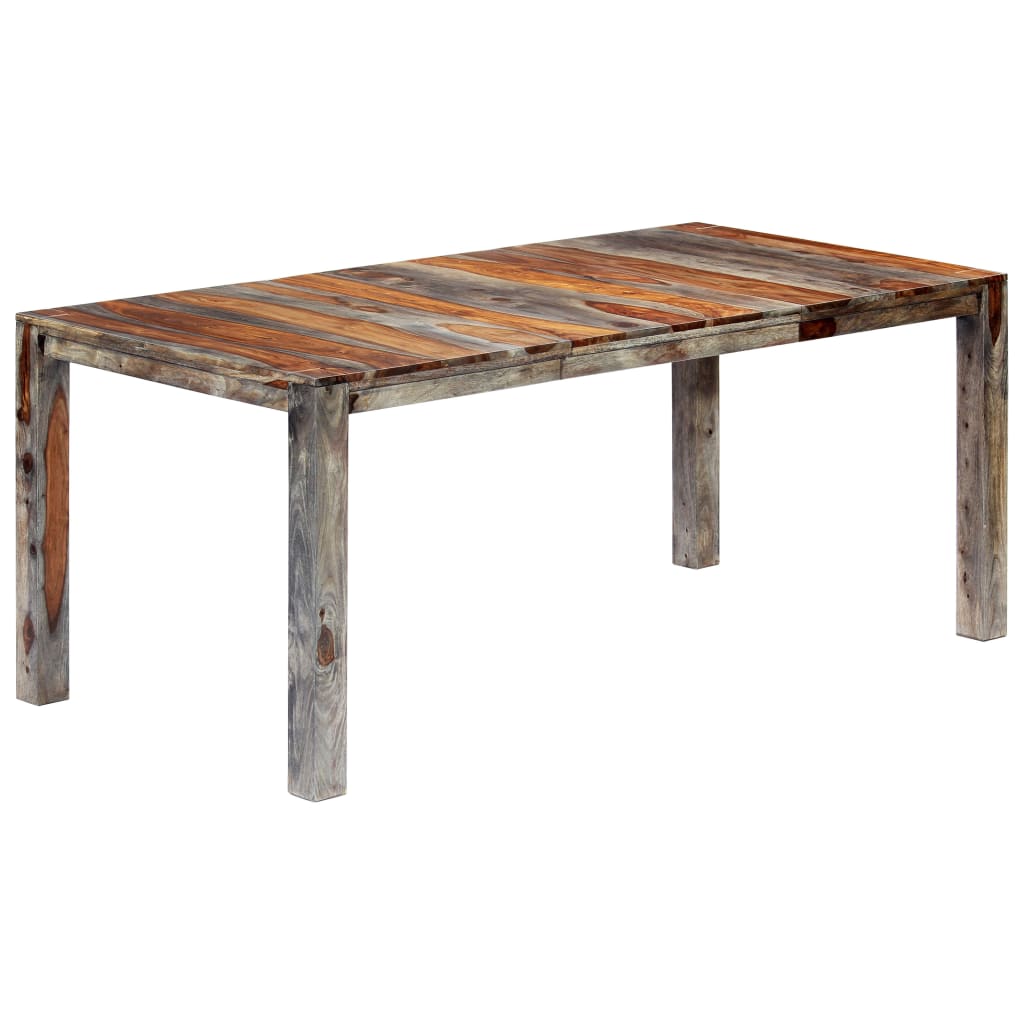 vidaXL Mesa de comedor de madera maciza de sheesham gris 180x90x76 cm