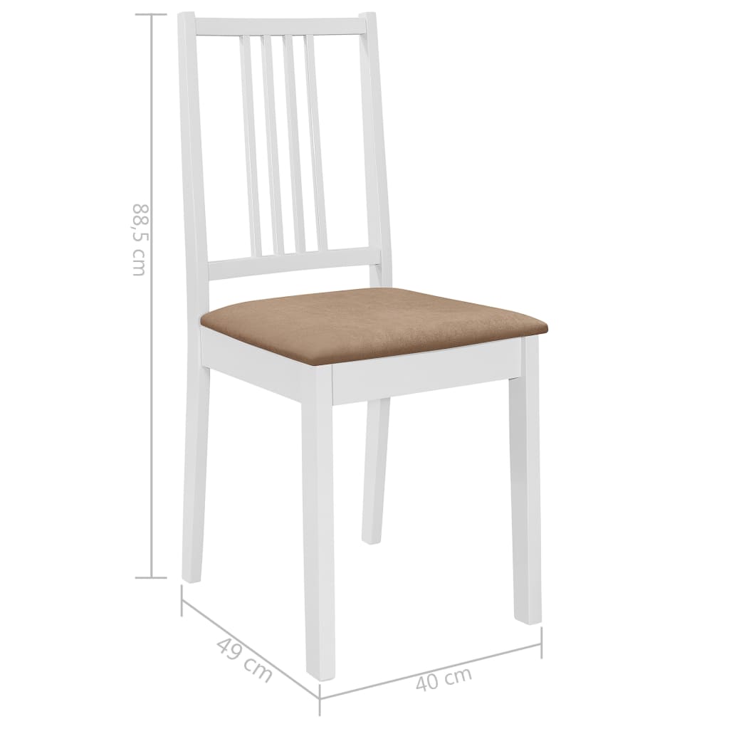 vidaXL Sillas de comedor con cojines 4 unidades madera maciza blanca