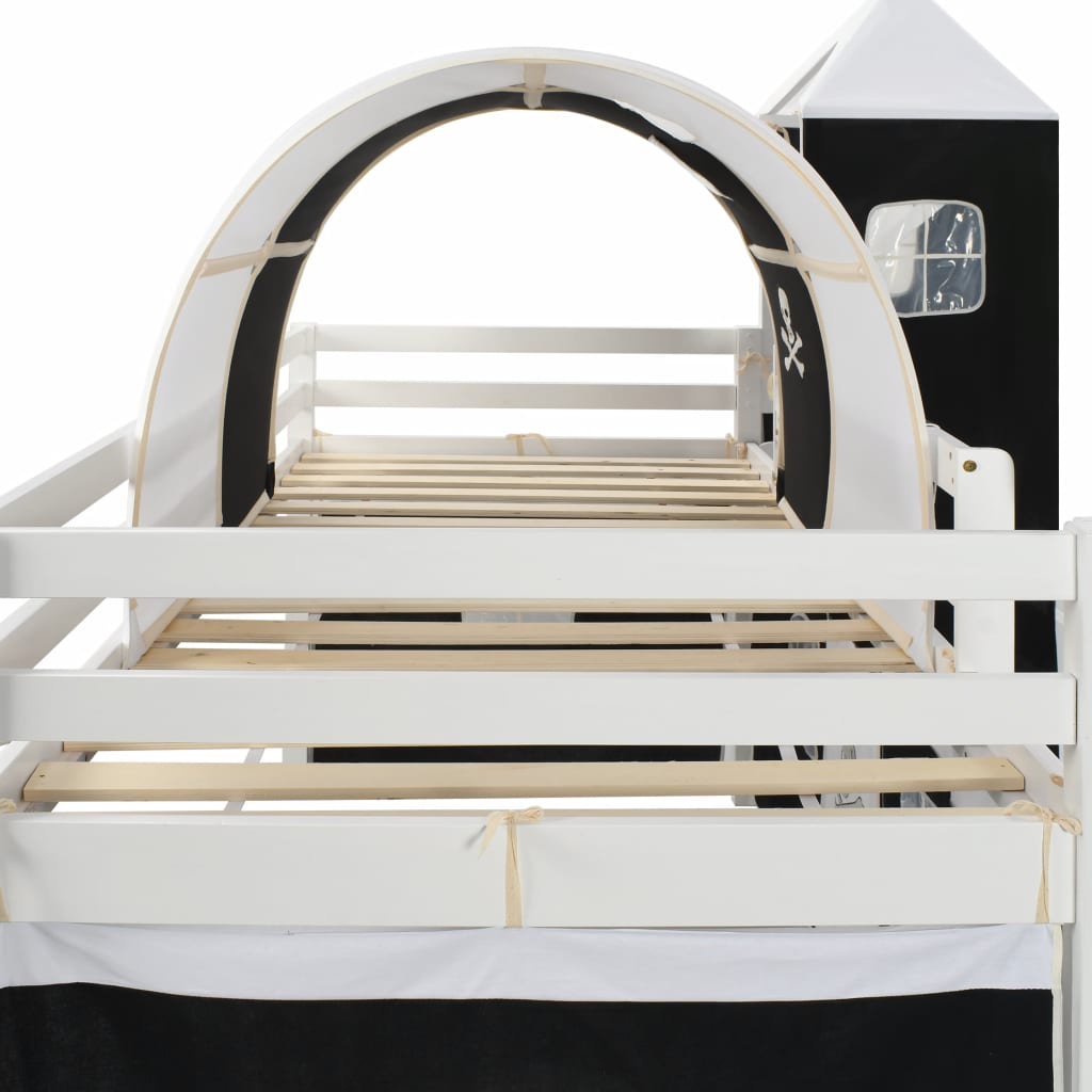 vidaXL Cama alta para niños tobogán y escalera madera pino 97x208 cm