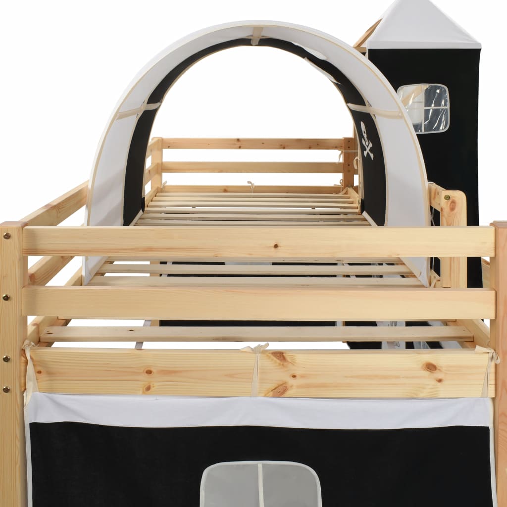 vidaXL Cama alta para niños tobogán y escalera madera pino 97x208 cm