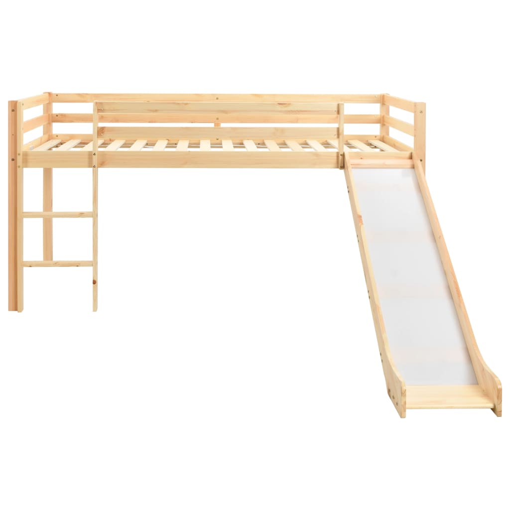 vidaXL Cama alta para niños tobogán y escalera madera pino 97x208 cm