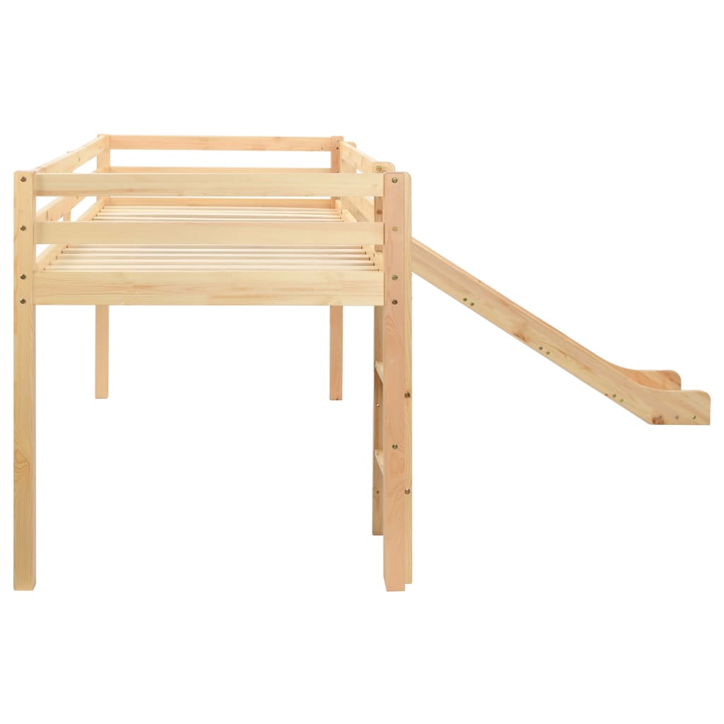 vidaXL Cama alta para niños tobogán y escalera madera pino 97x208 cm