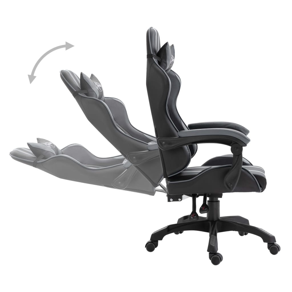 vidaXL Silla de gaming de cuero sintético gris