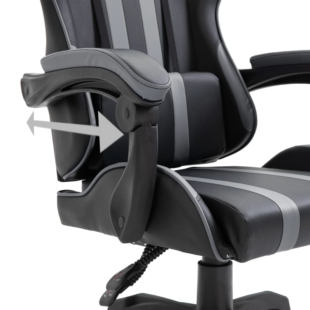 vidaXL Silla de gaming de cuero sintético gris