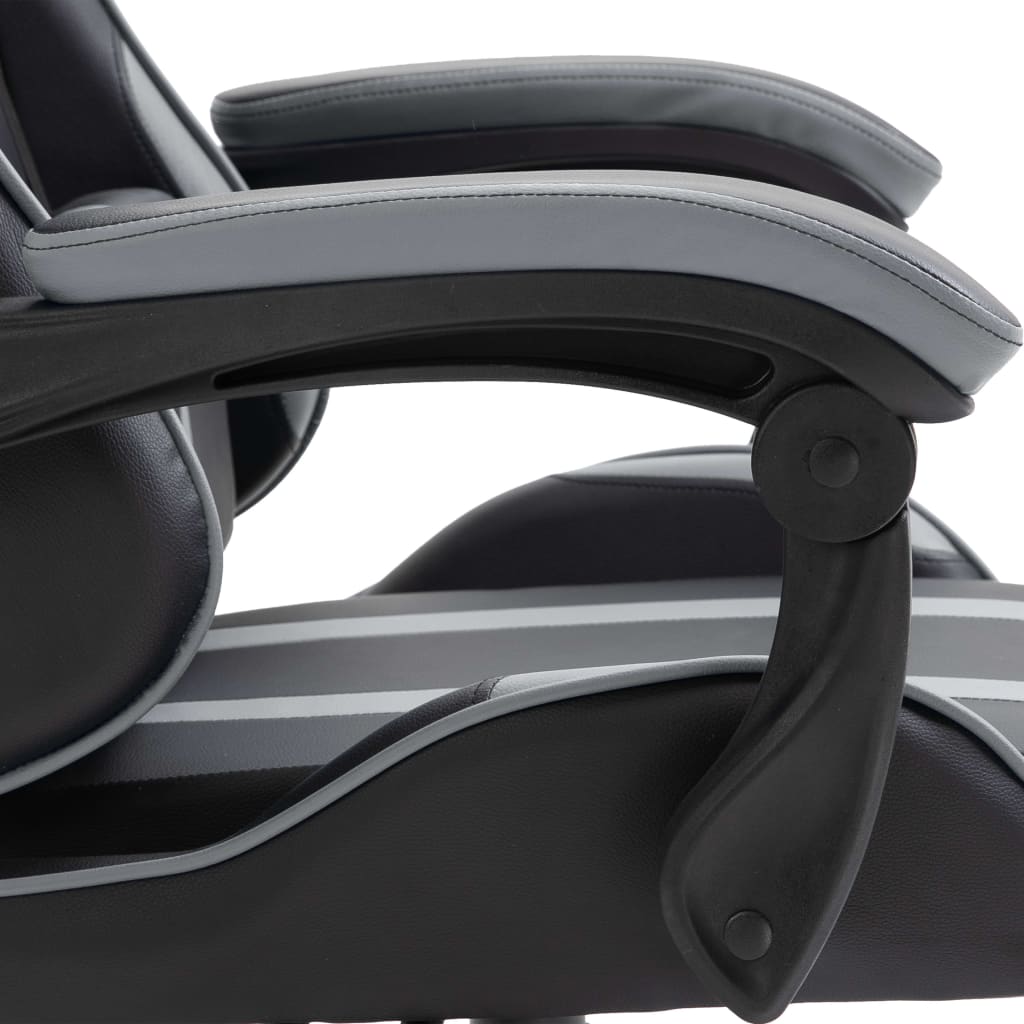 vidaXL Silla de gaming de cuero sintético gris