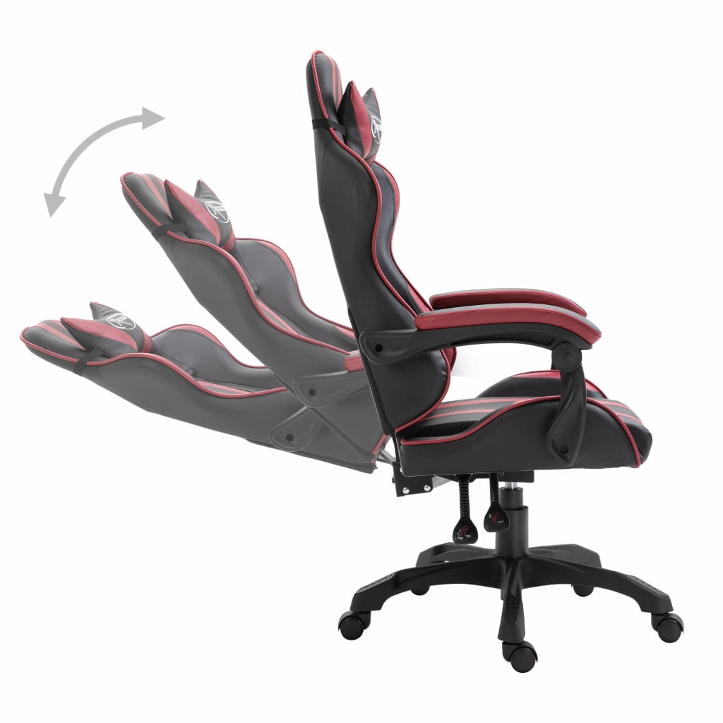 vidaXL Silla de gaming de cuero sintético color vino tinto