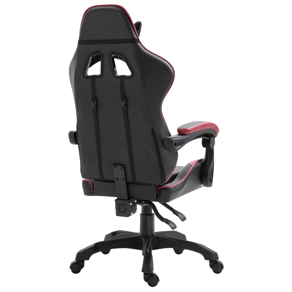 vidaXL Silla de gaming de cuero sintético color vino tinto