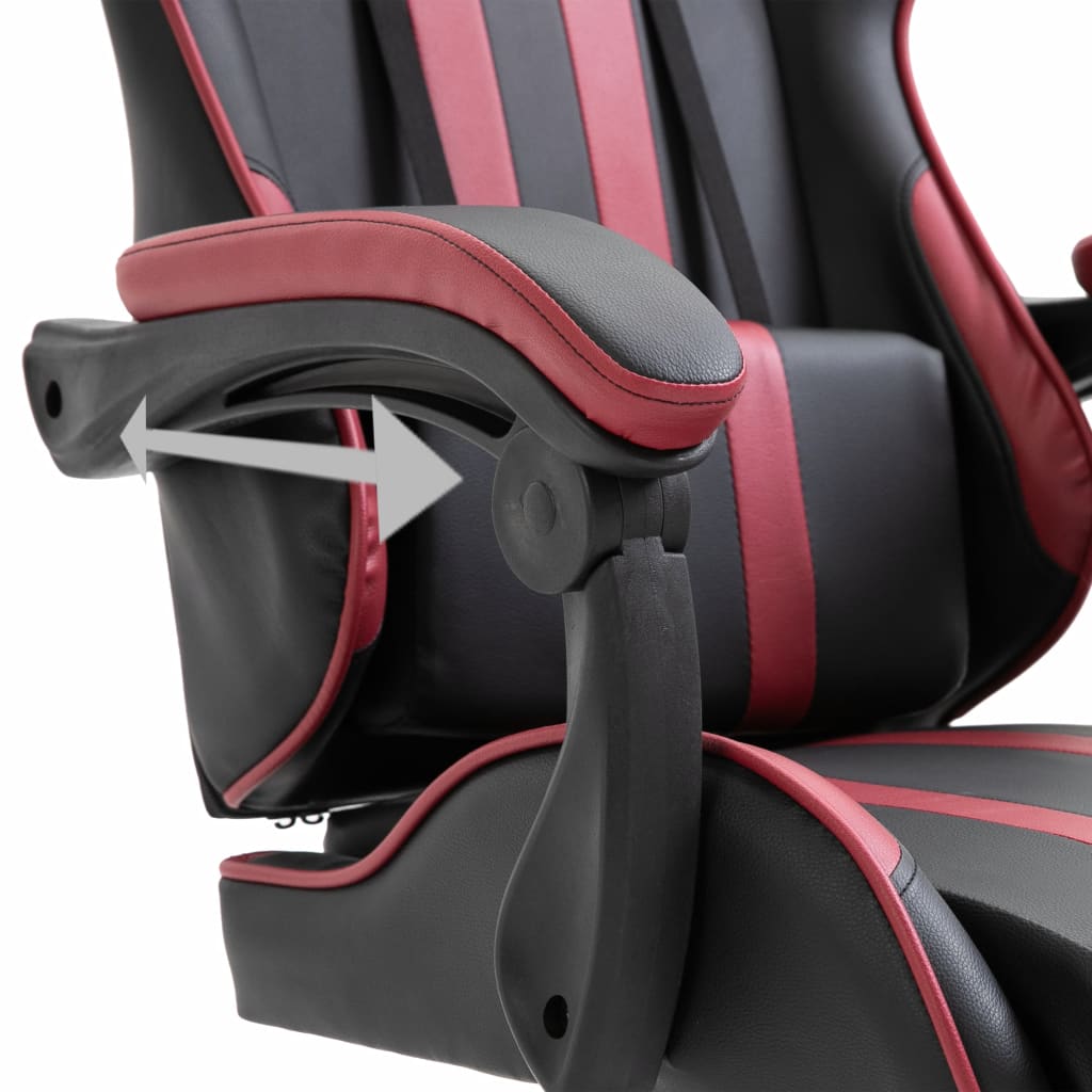 vidaXL Silla de gaming de cuero sintético color vino tinto