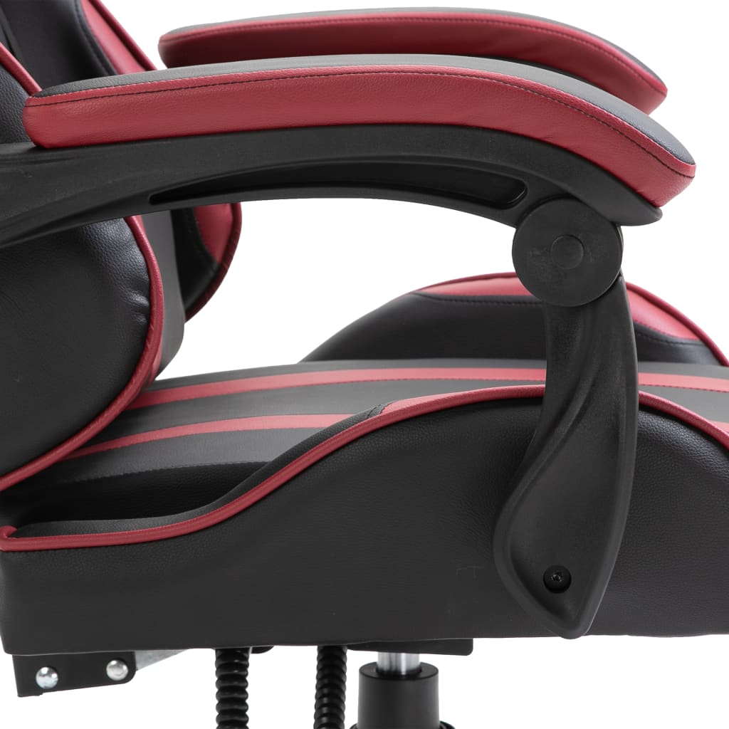 vidaXL Silla de gaming de cuero sintético color vino tinto