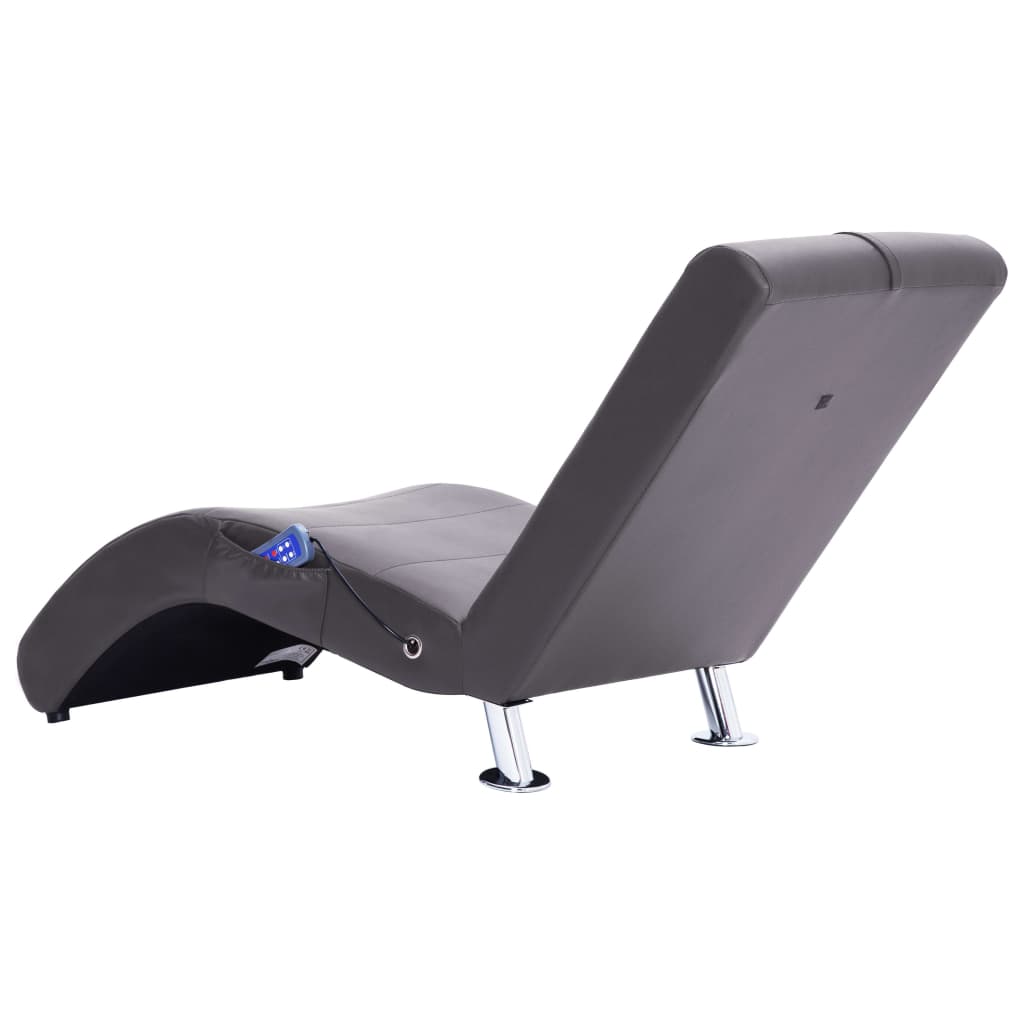 vidaXL Diván de masaje con almohada de cuero artificial gris