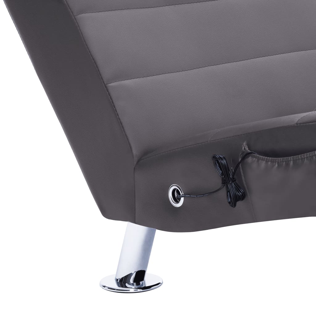 vidaXL Diván de masaje con almohada de cuero artificial gris