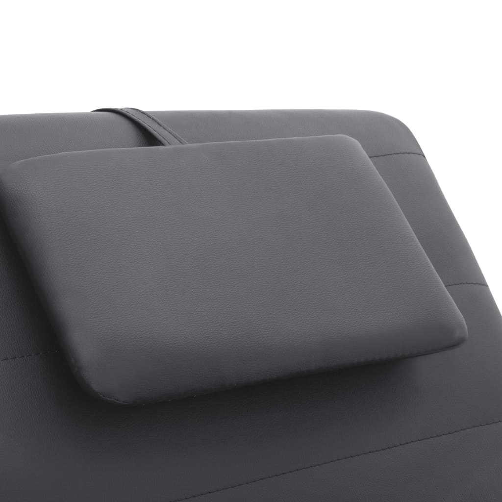 vidaXL Diván de masaje con almohada de cuero artificial gris