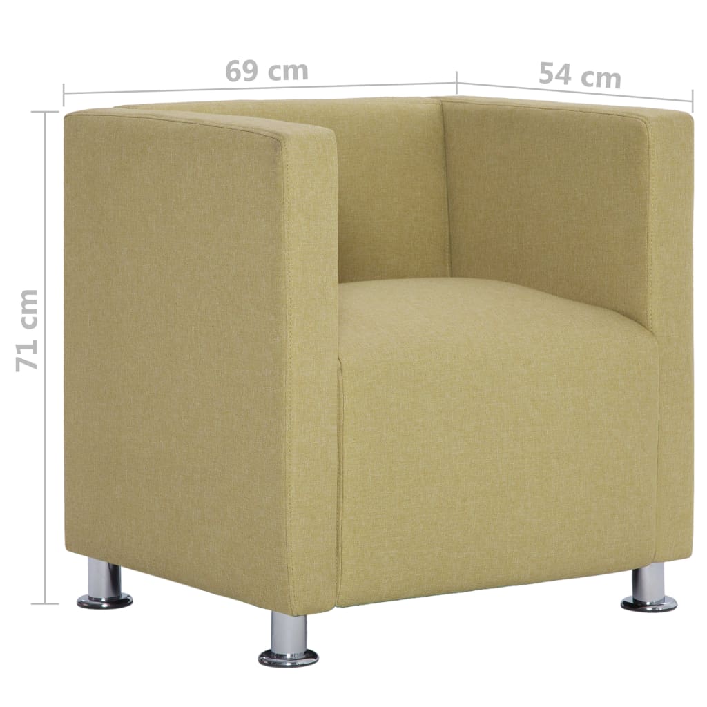 vidaXL Sillón en forma de cubo de tela verde