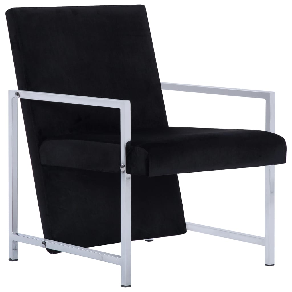 vidaXL Sillón con patas cromadas de terciopelo negro