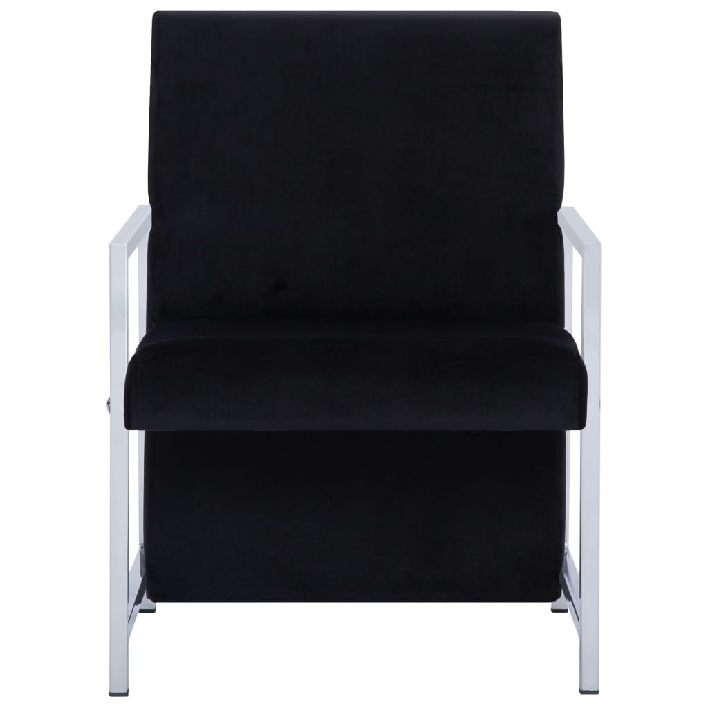 vidaXL Sillón con patas cromadas de terciopelo negro