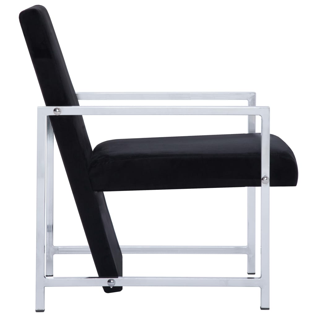 vidaXL Sillón con patas cromadas de terciopelo negro