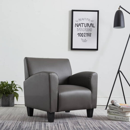 vidaXL Sillón de cuero sintético gris