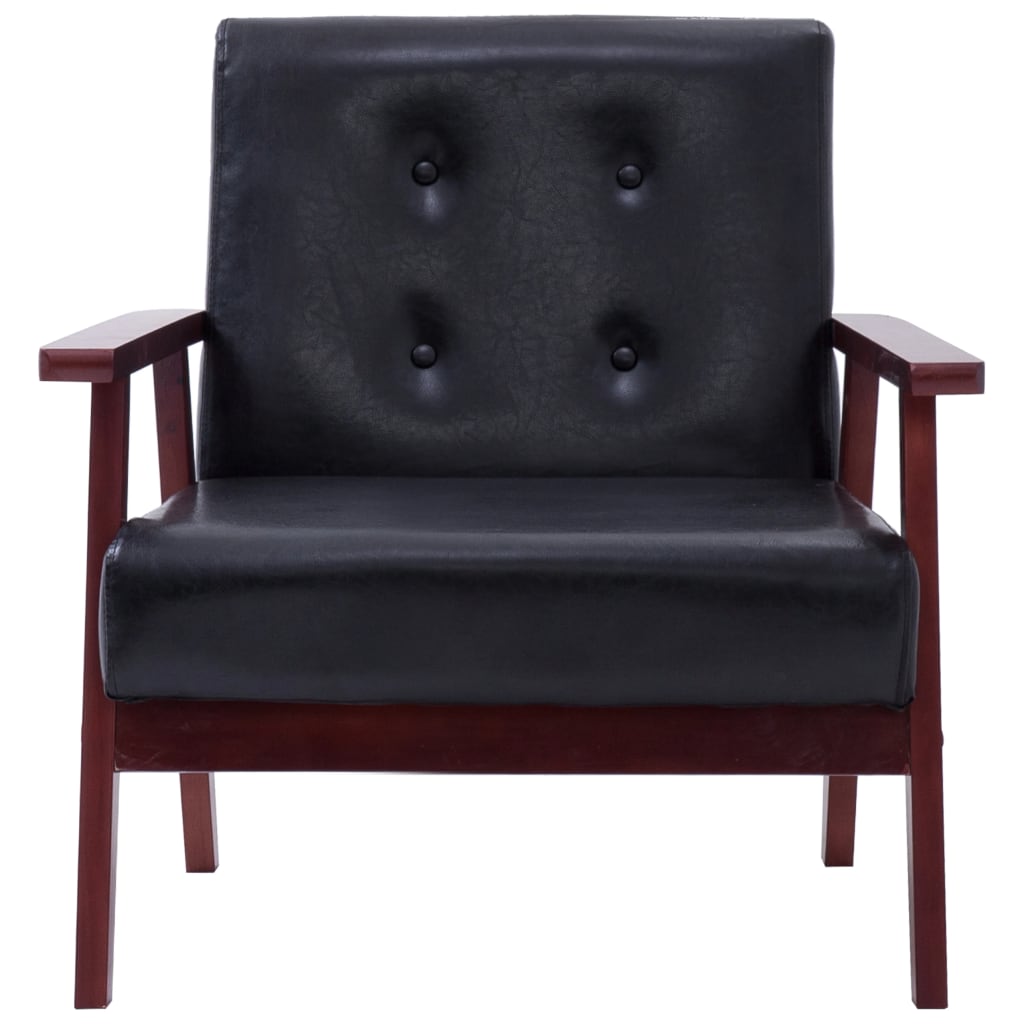 vidaXL Sillón de cuero sintético negro