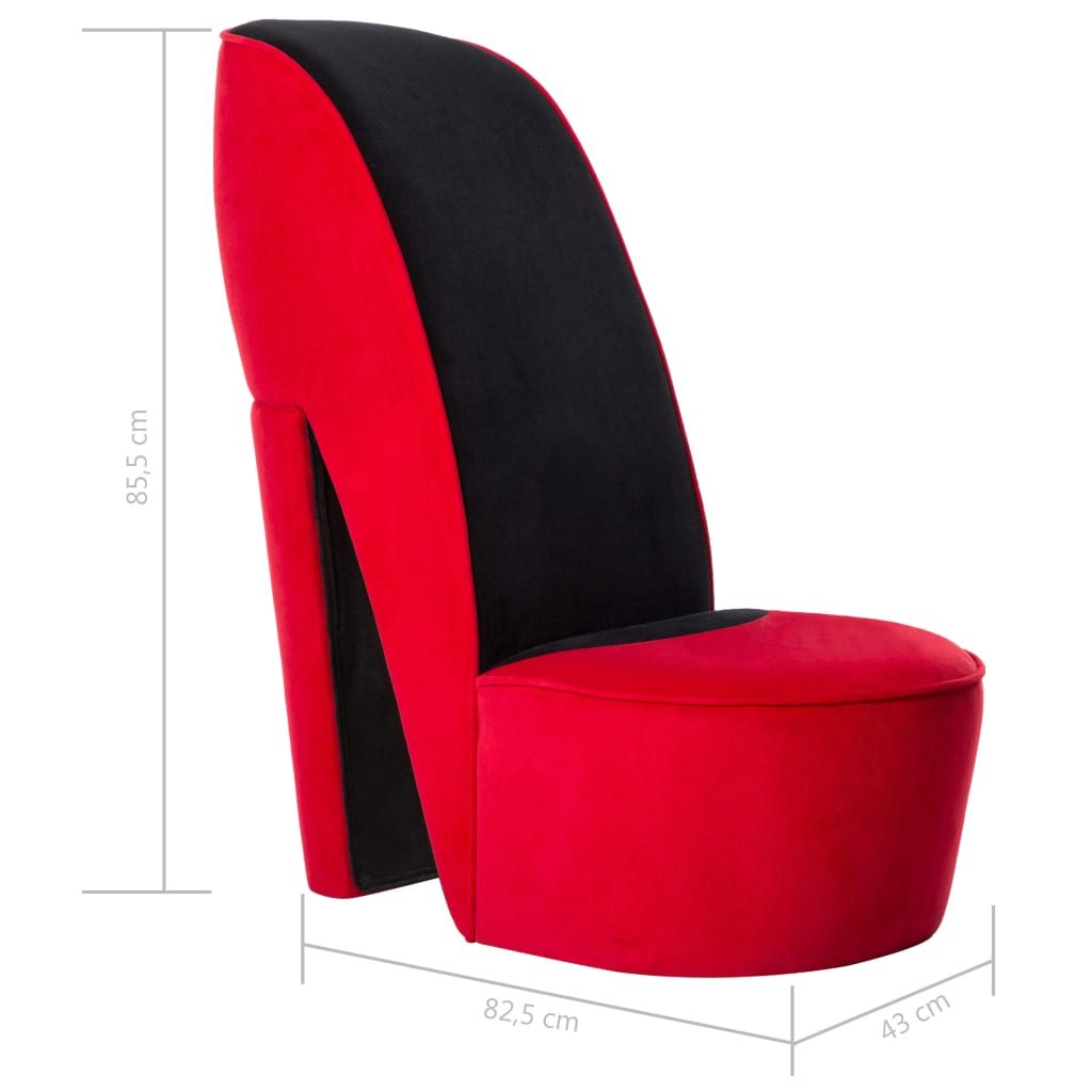 vidaXL Sillón con forma de zapato de tacón terciopelo rojo