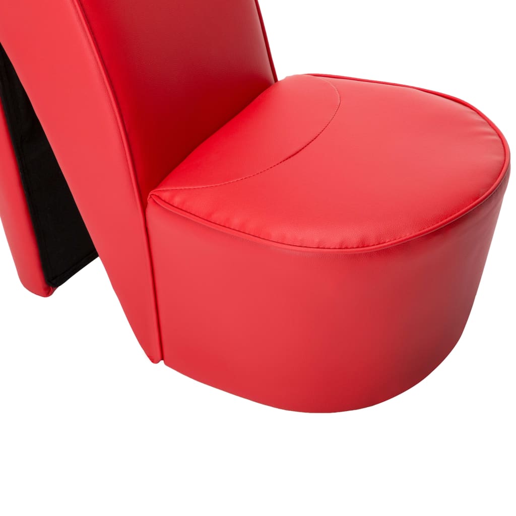 vidaXL Sillón con forma de zapato de tacón cuero sintético rojo