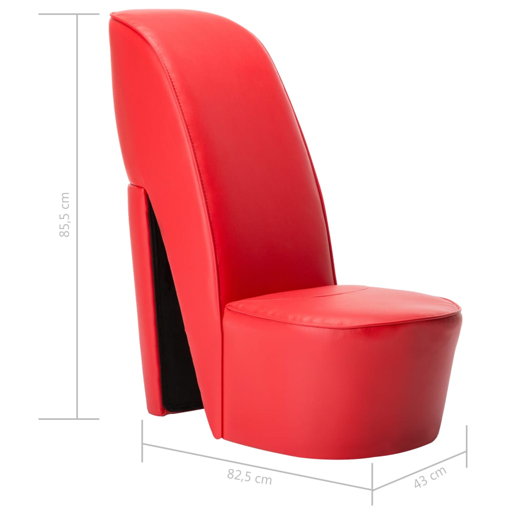 vidaXL Sillón con forma de zapato de tacón cuero sintético rojo