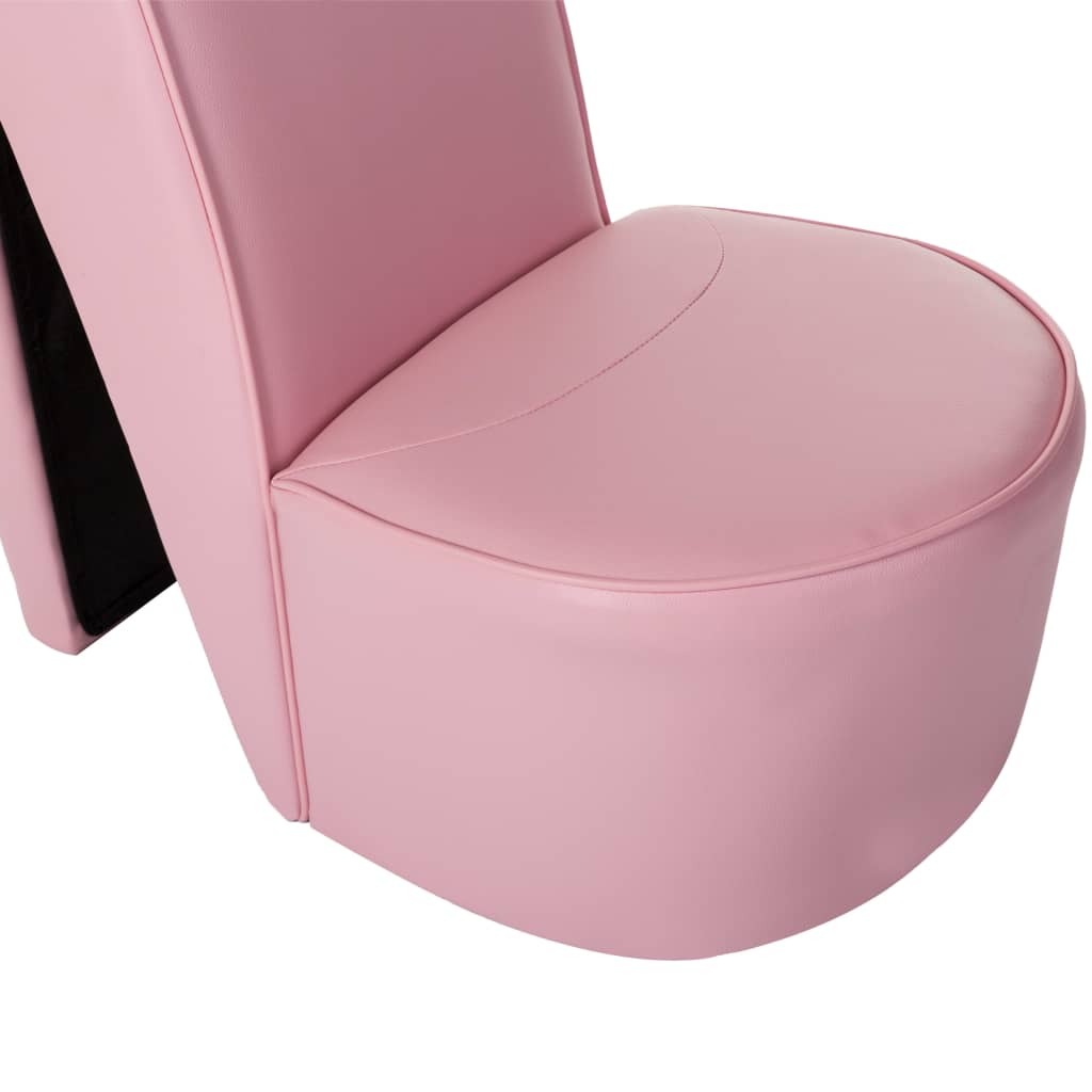 vidaXL Sillón con forma de zapato de tacón cuero sintético rosa