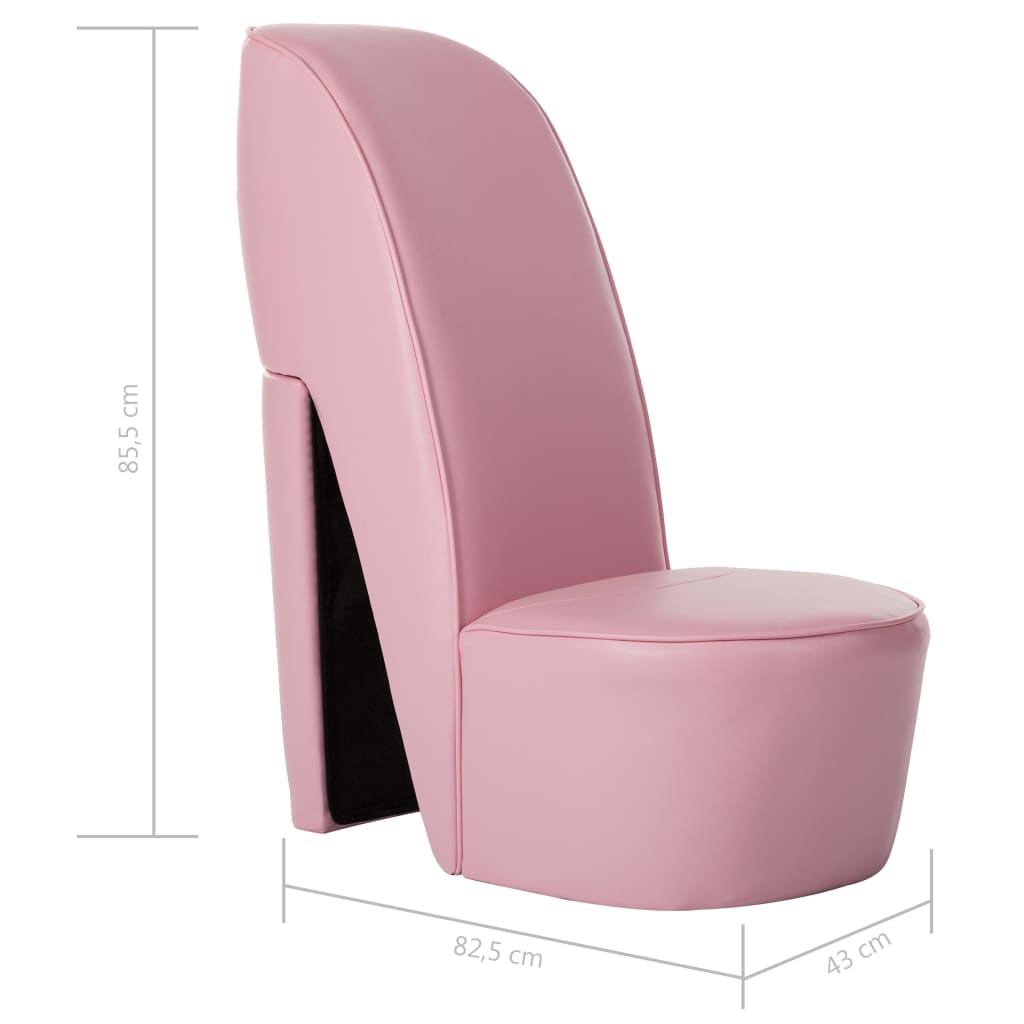 vidaXL Sillón con forma de zapato de tacón cuero sintético rosa