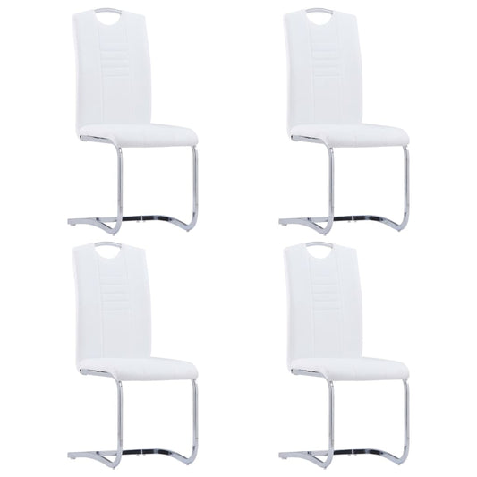 vidaXL Sillas de comedor voladizas 4 unidades cuero sintético blanco