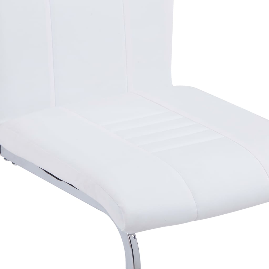 vidaXL Sillas de comedor voladizas 4 unidades cuero sintético blanco