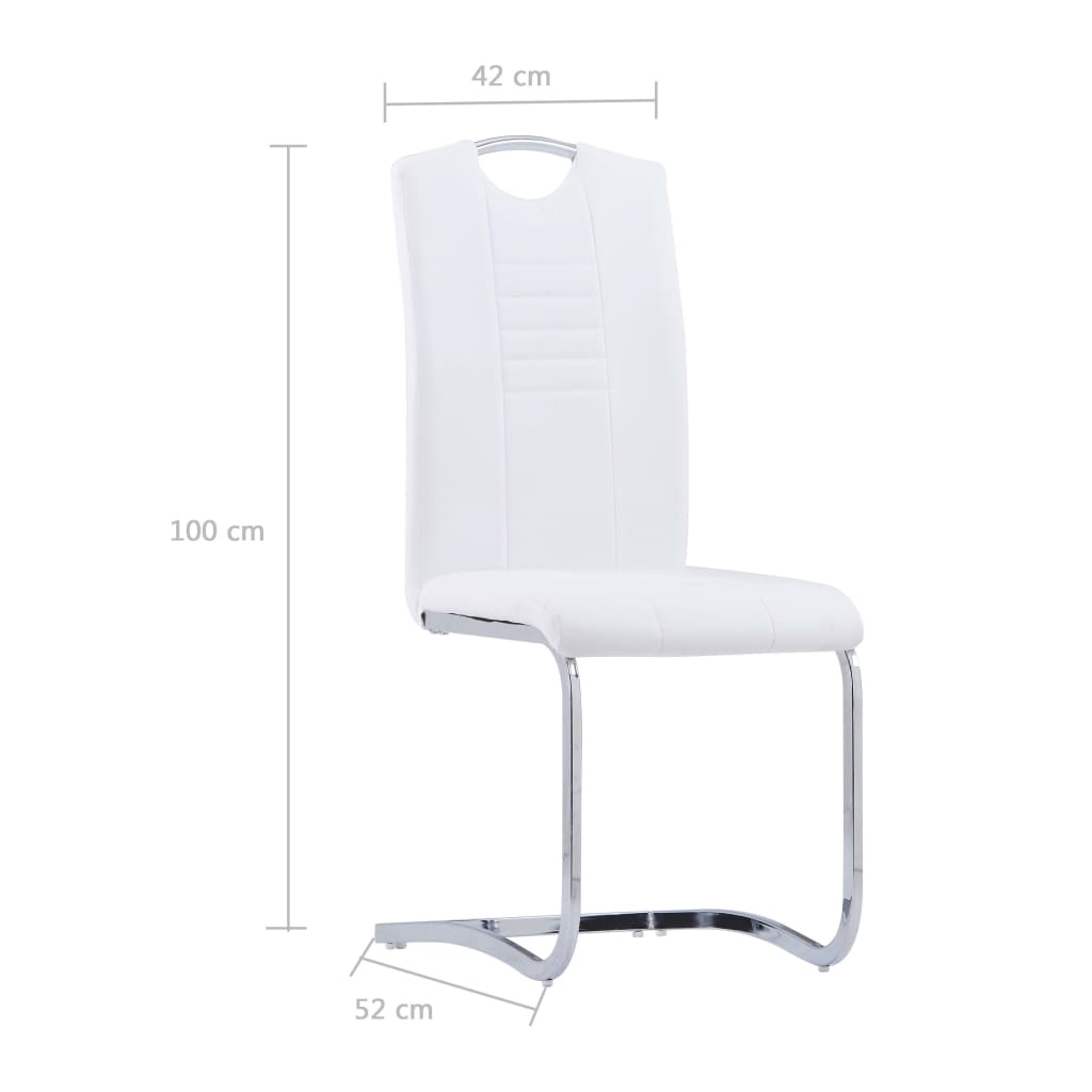 vidaXL Sillas de comedor voladizas 4 unidades cuero sintético blanco