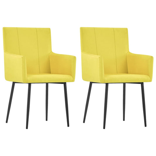 vidaXL Sillas de comedor con reposabrazos 2 unidades tela amarillo