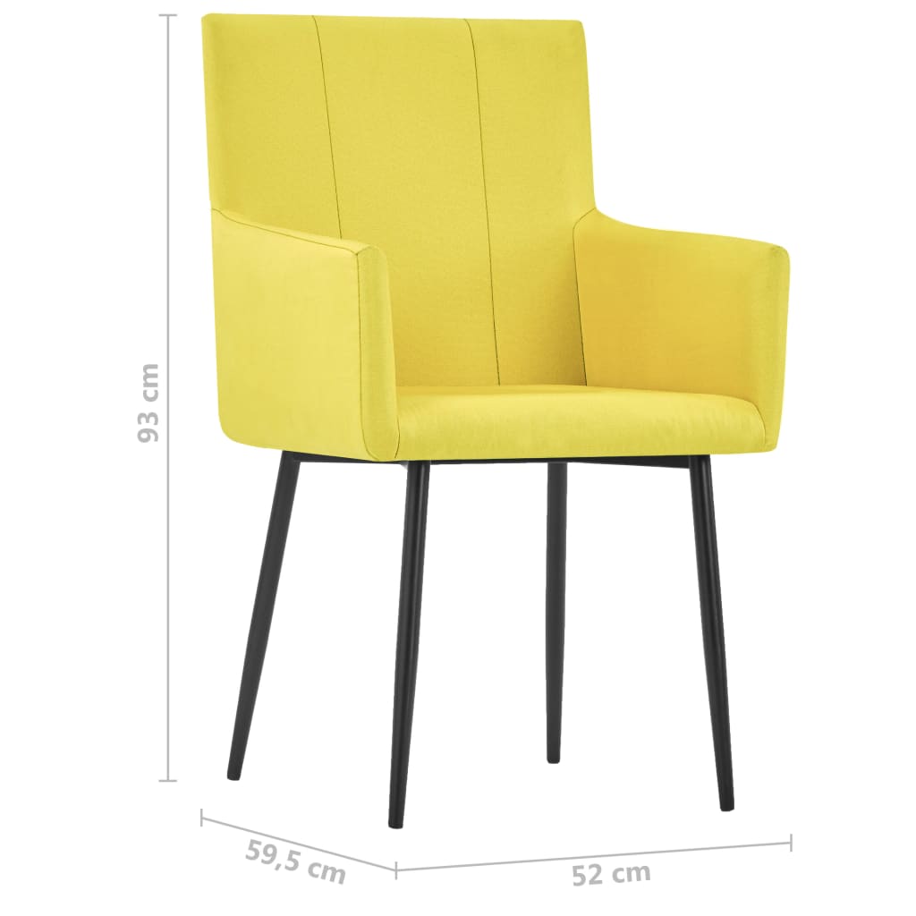 vidaXL Sillas de comedor con reposabrazos 2 unidades tela amarillo