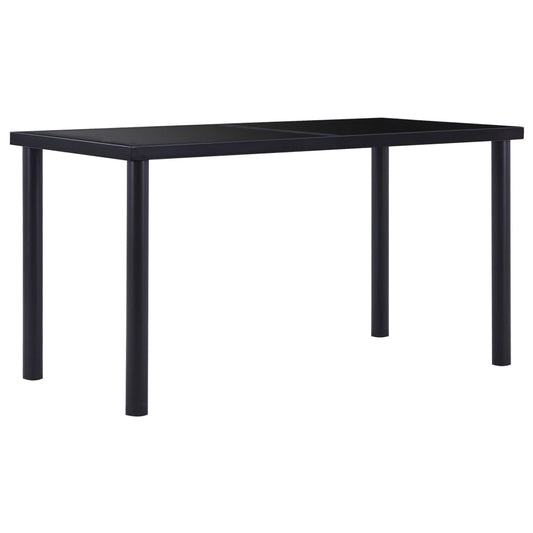 vidaXL Mesa de comedor de vidrio templado negro 140x70x75 cm