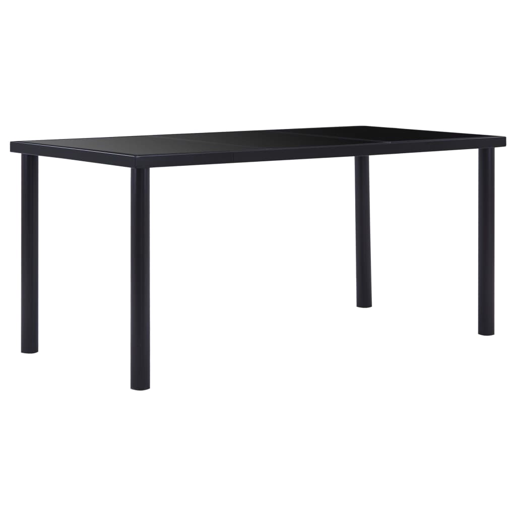 vidaXL Mesa de comedor de vidrio templado negro 160x80x75 cm