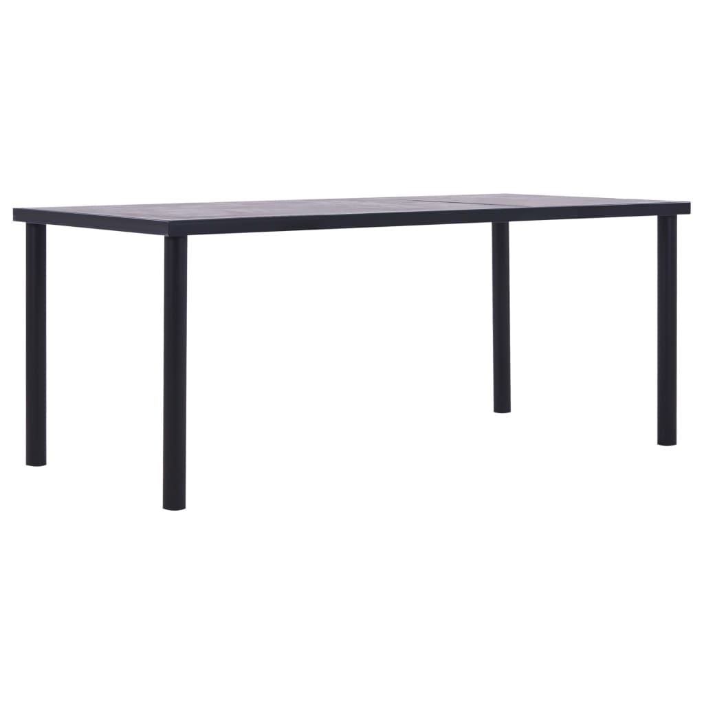 vidaXL Mesa de comedor de MDF negro y gris hormigón 200x100x75 cm