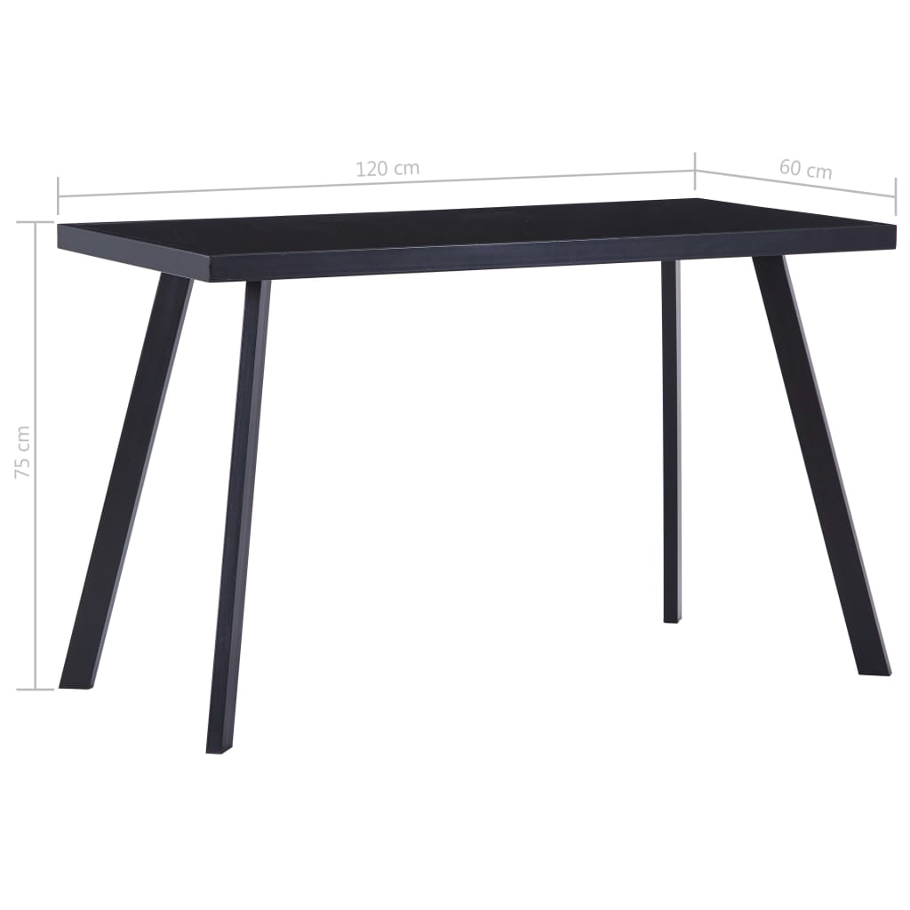 vidaXL Mesa de comedor de vidrio templado negro 120x60x75 cm