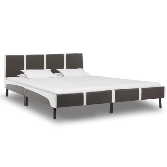 vidaXL Cama sin colchón cuero sintético gris y blanco 180x200 cm