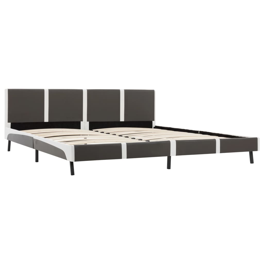 vidaXL Cama sin colchón cuero sintético gris y blanco 180x200 cm