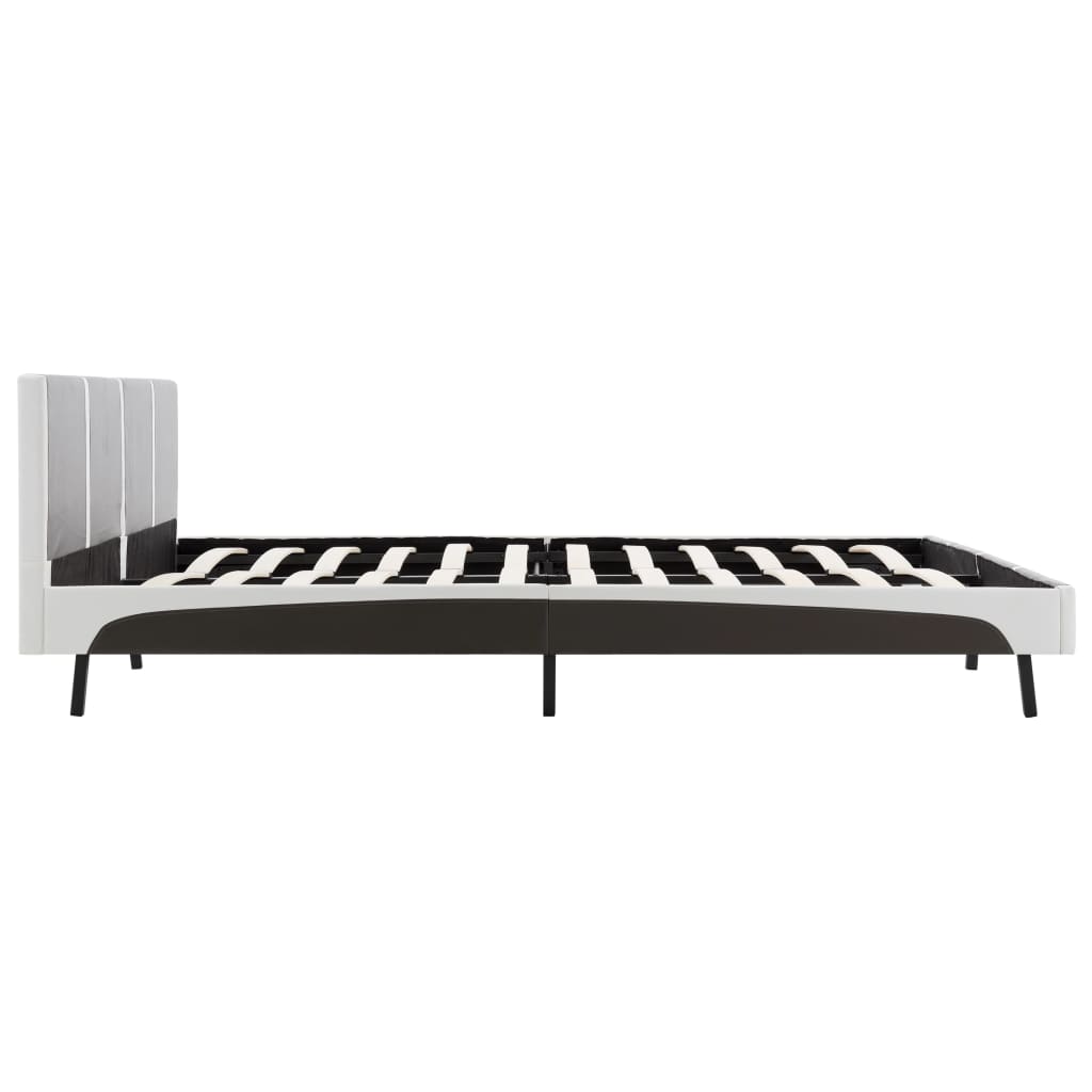 vidaXL Cama sin colchón cuero sintético gris y blanco 180x200 cm