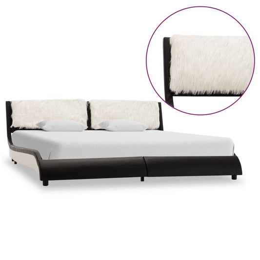 vidaXL Cama sin colchón cuero sintético negro y blanco 180x200 cm