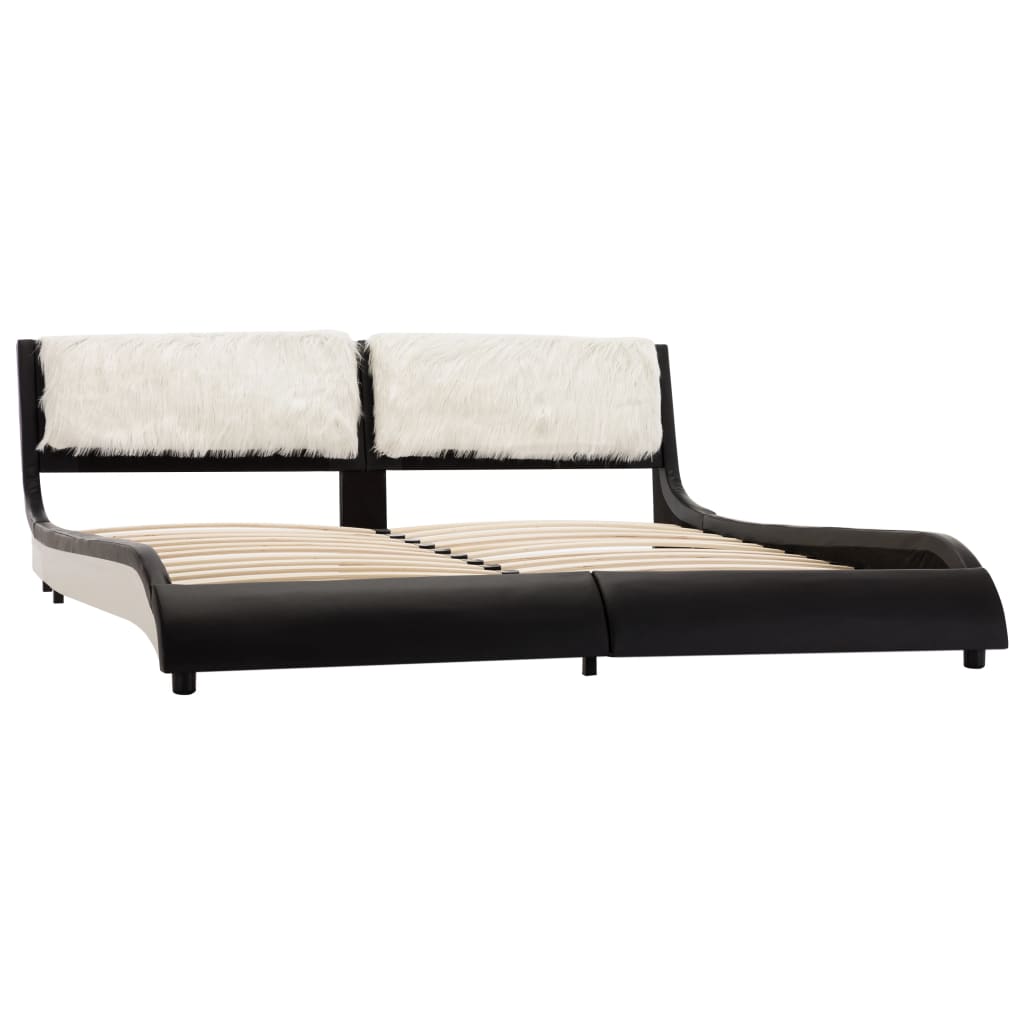 vidaXL Cama sin colchón cuero sintético negro y blanco 180x200 cm