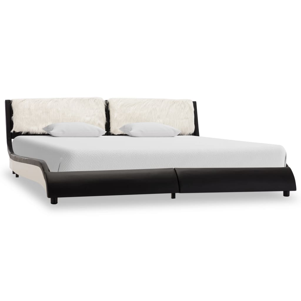 vidaXL Cama sin colchón cuero sintético negro y blanco 180x200 cm