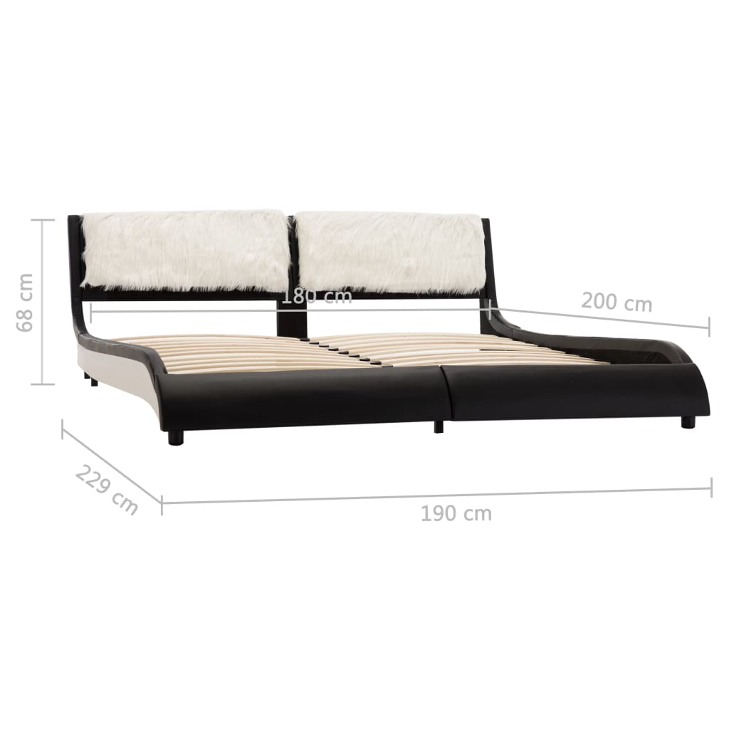 vidaXL Cama sin colchón cuero sintético negro y blanco 180x200 cm