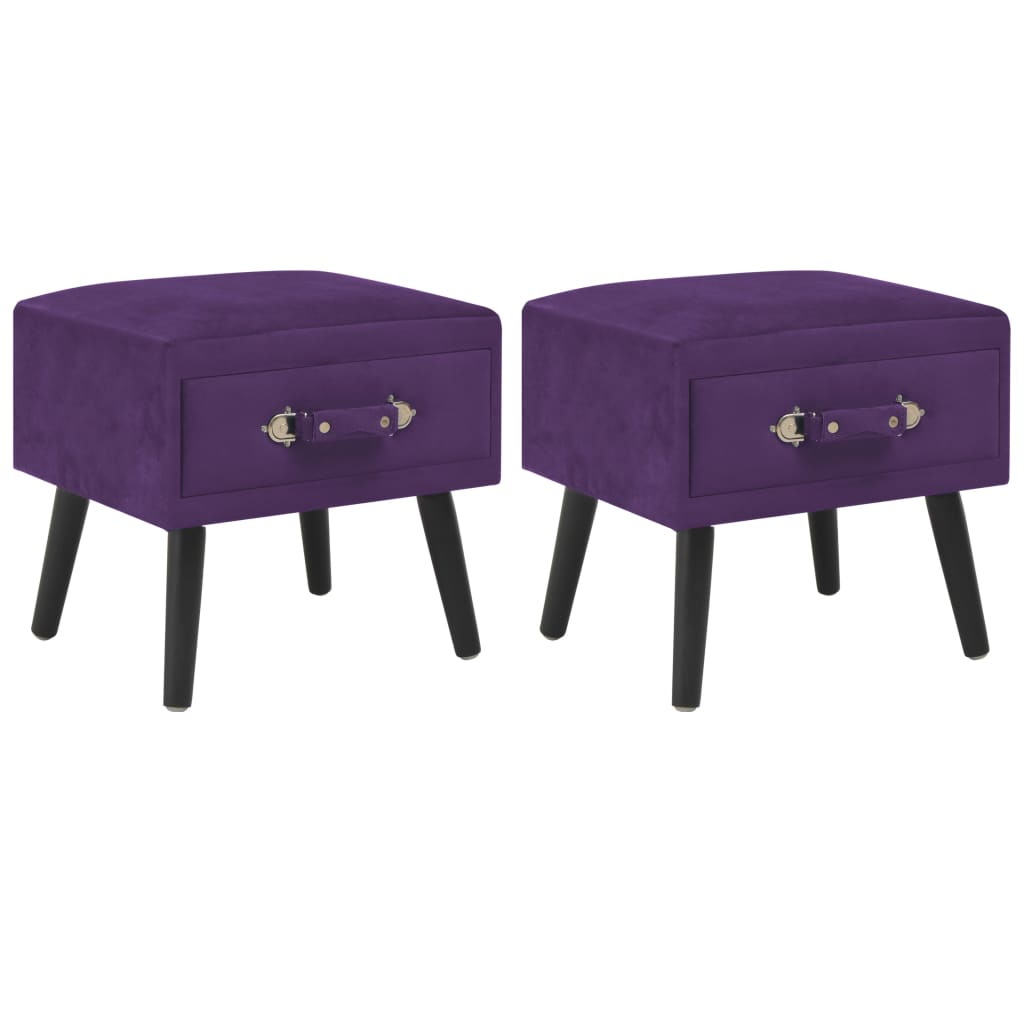 vidaXL Mesitas de noche 2 unidades 40x35x40cm terciopelo morado oscuro