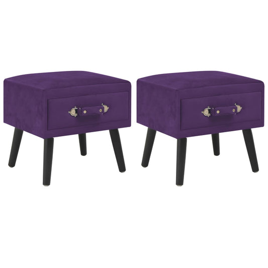 vidaXL Mesitas de noche 2 unidades 40x35x40cm terciopelo morado oscuro